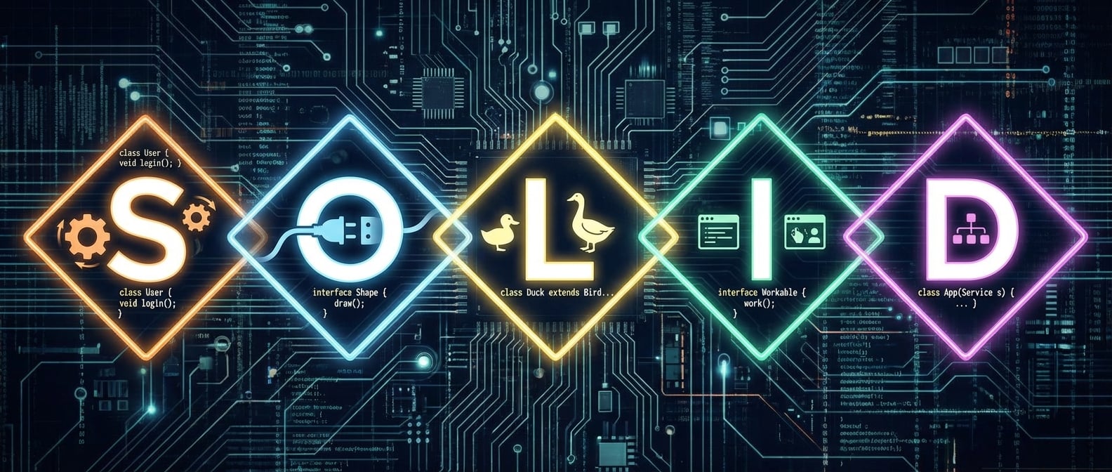 文生图:一个抽象的软件设计图,五颗发光的钻石排列成一个“S.O.L.I.D.”的形状。每颗钻石内部都有代表相应原则的图标和代码片段。例如,S钻石内部有一个“只有一个齿轮”的图标,O钻石内部有一个“插头和插座”的图标。整个画面充满逻辑和美感。风格:概念艺术、抽象、严谨。