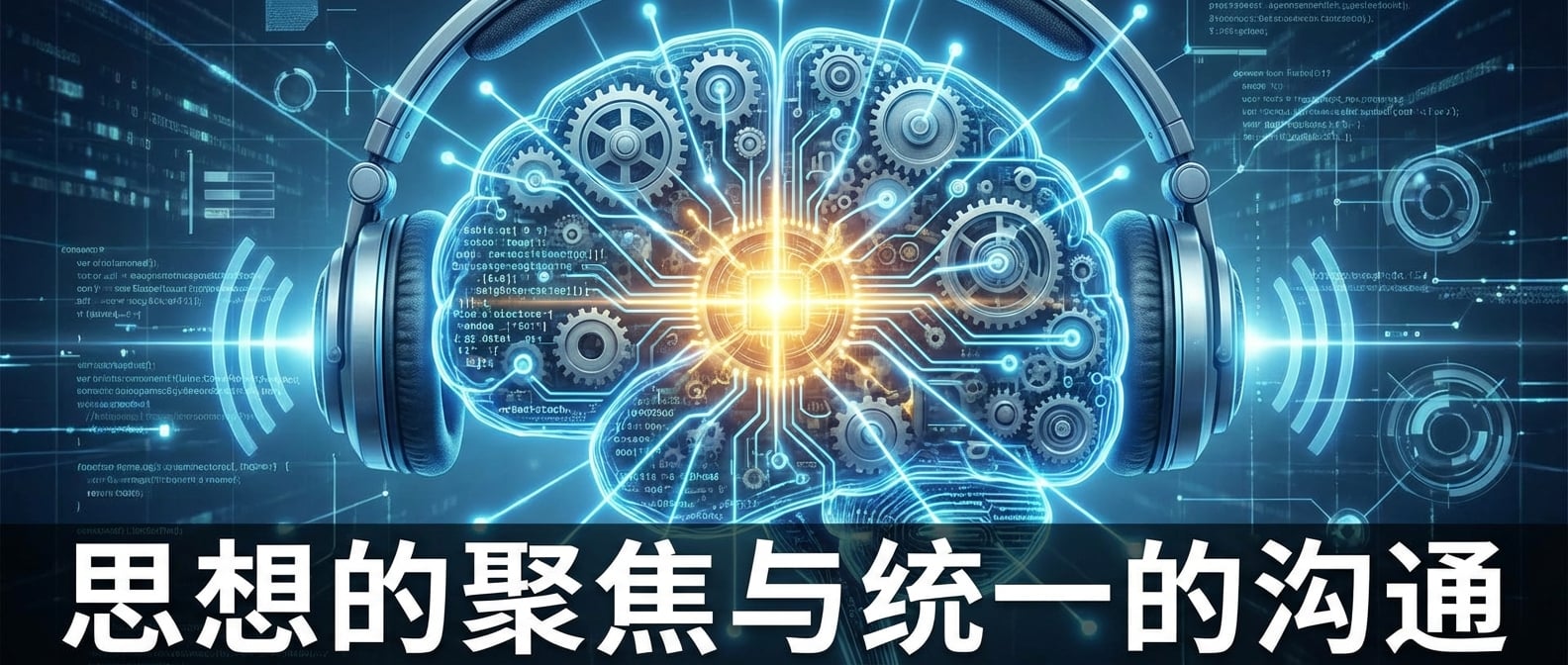 文生图:一个由齿轮和代码组成的抽象大脑。大脑的核心区域(代表核心领域)在闪闪发光,周围有许多思维线(代表统一语言)连接着大脑的不同部分。大脑的外部有一个耳机,象征着与外部世界的沟通。整个画面强调思想的聚焦和沟通的统一。风格:概念艺术、抽象、科技感。